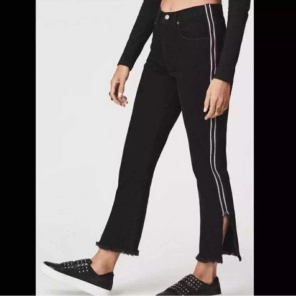 CARMAR‎ DENIM in Black with Race Stripe Reflective Side Full Zipper - Picture 1 of 16